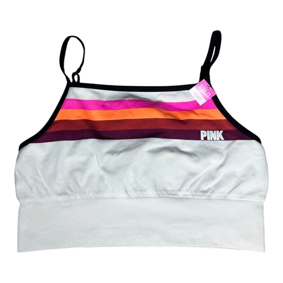 Victoria's Secret PINK White with Multicolor Stripes Unlined Bralette S - Picture 1 of 2